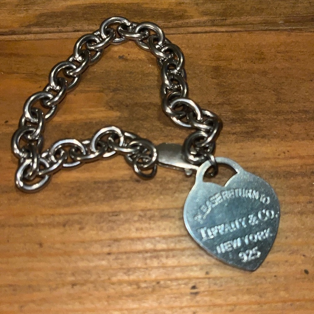 Please Return To Sterling Silver 925 heart tag bracelet